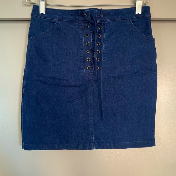 Denim Lace-Up Mini Skirt by Forever 21 (Size Small) - Picture 1 of 3